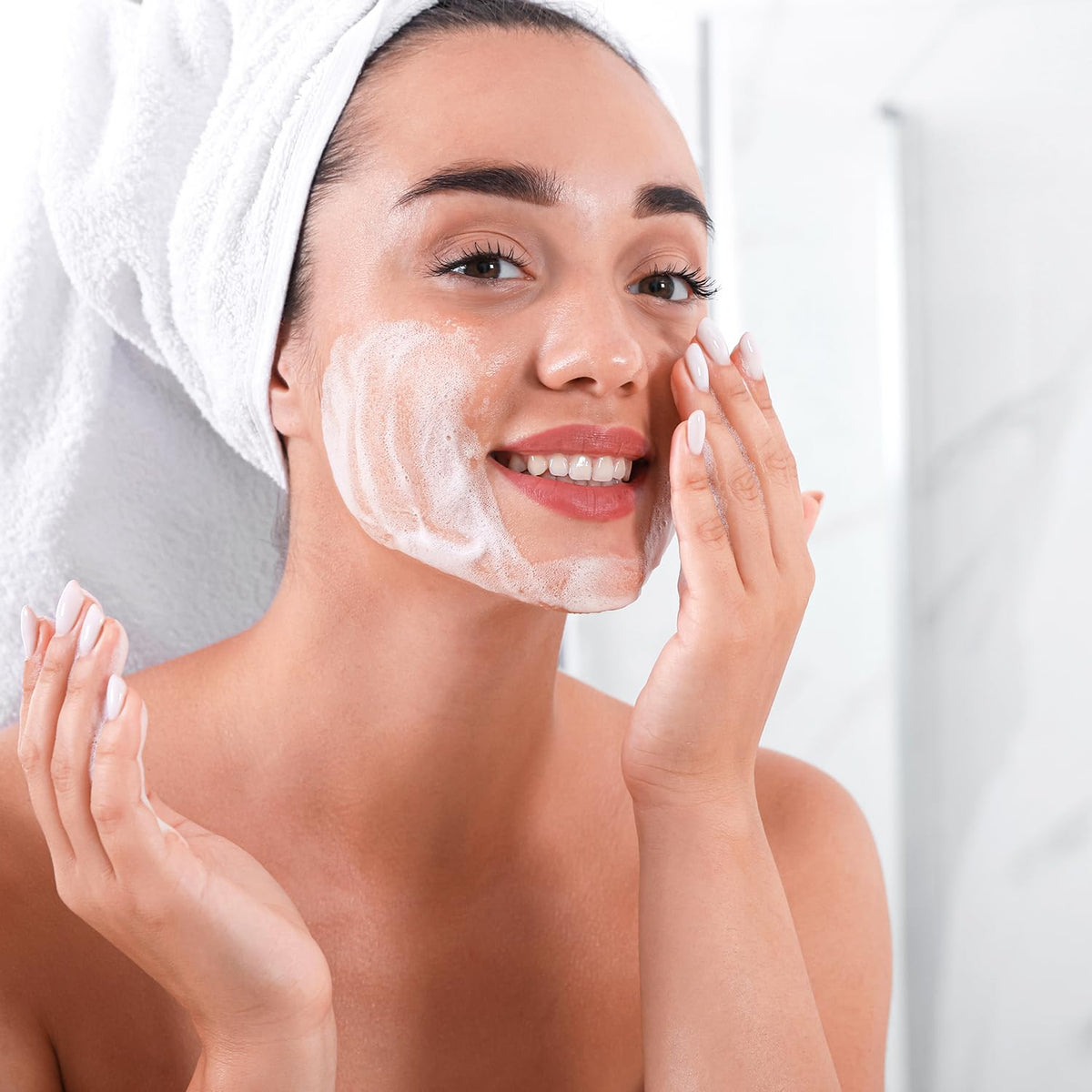 Bottle displayed on bathroom counter in routine setting to suggest daily skincare integration