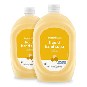 Amazon Basics front packaging showing two 50 fl oz refill bottles and clear description benefits