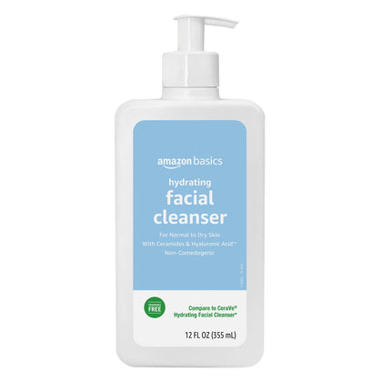 Amazon Basics cleanser front label showing size and fragrance-free benefit