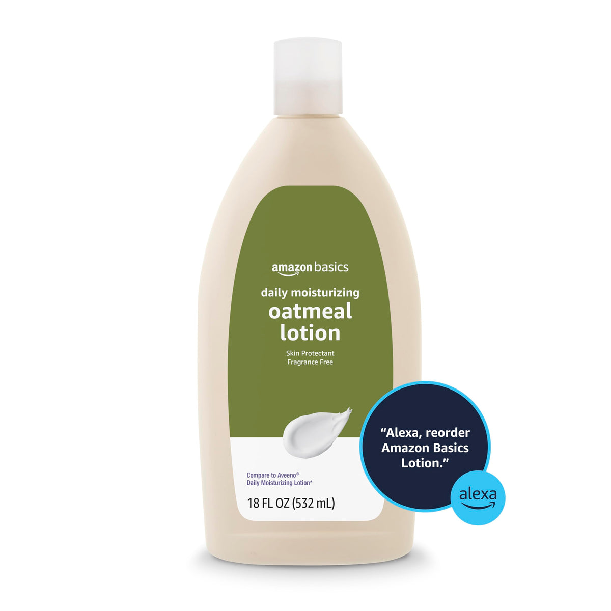 Amazon Basics label close-up showing colloidal oatmeal ingredient and protective benefit