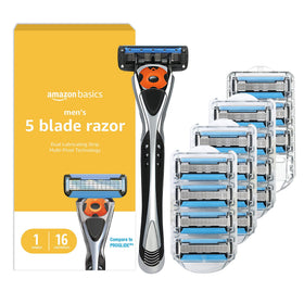 Amazon Basics front view of handle and 16 cartridges showcasing complete kit and convenience