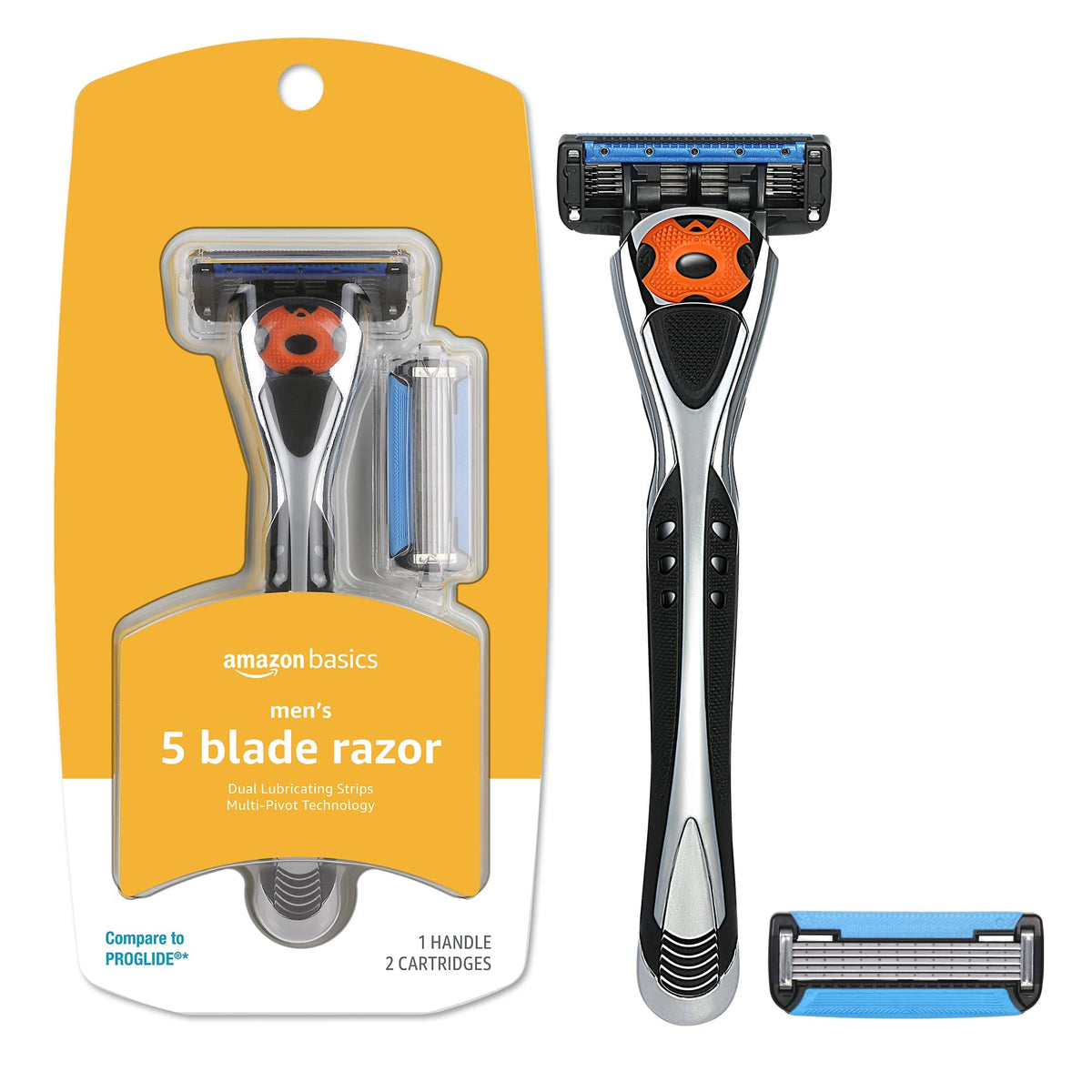Amazon Basics handle front view showing ergonomic grip and easy control