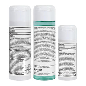 Three Amazon Basics bottles arranged on a bathroom counter for easy daily routine