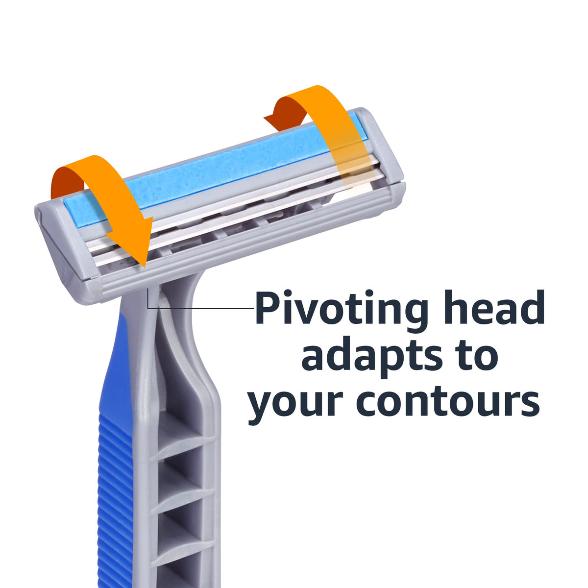 Amazon Basics blade and lubricating strip close-up for smoother shaves