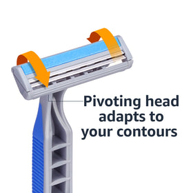 Amazon Basics blade and lubricating strip close-up for smoother shaves