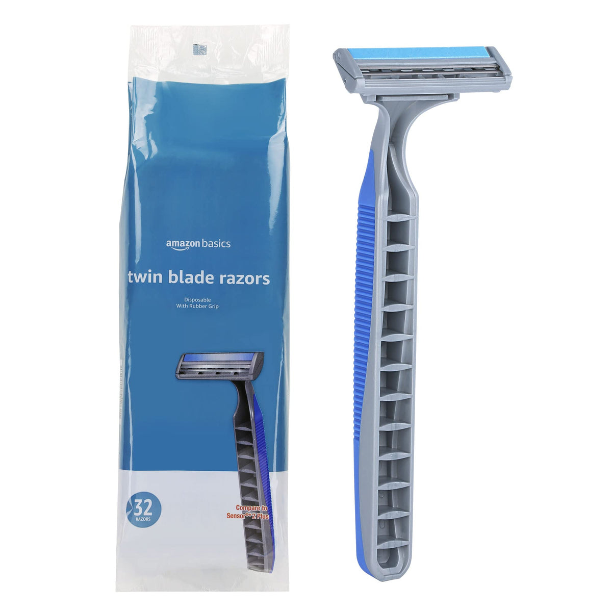 Amazon Basics razor held in wet hand highlighting non-slip control