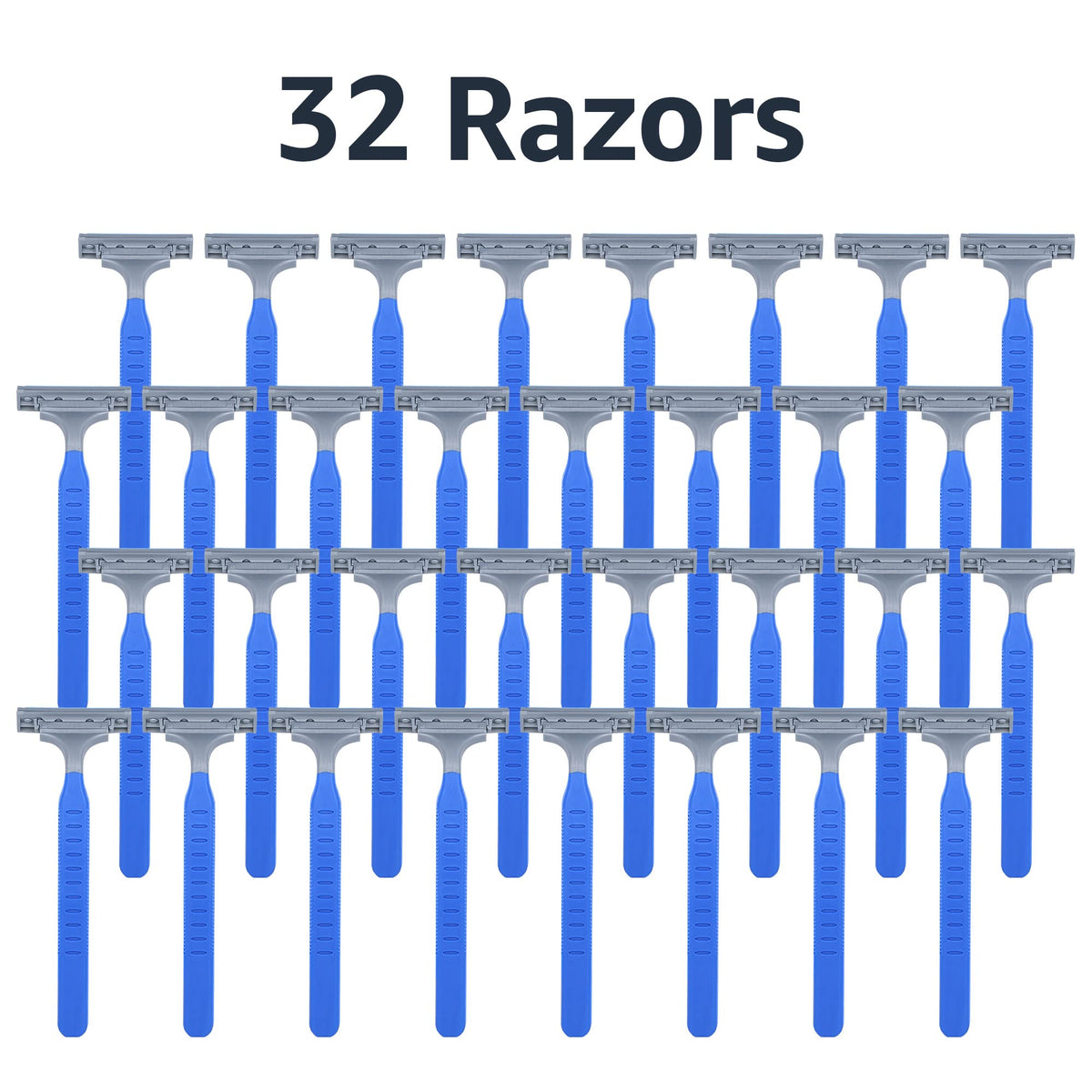 Amazon Basics single razor close-up showing blade and handle benefit