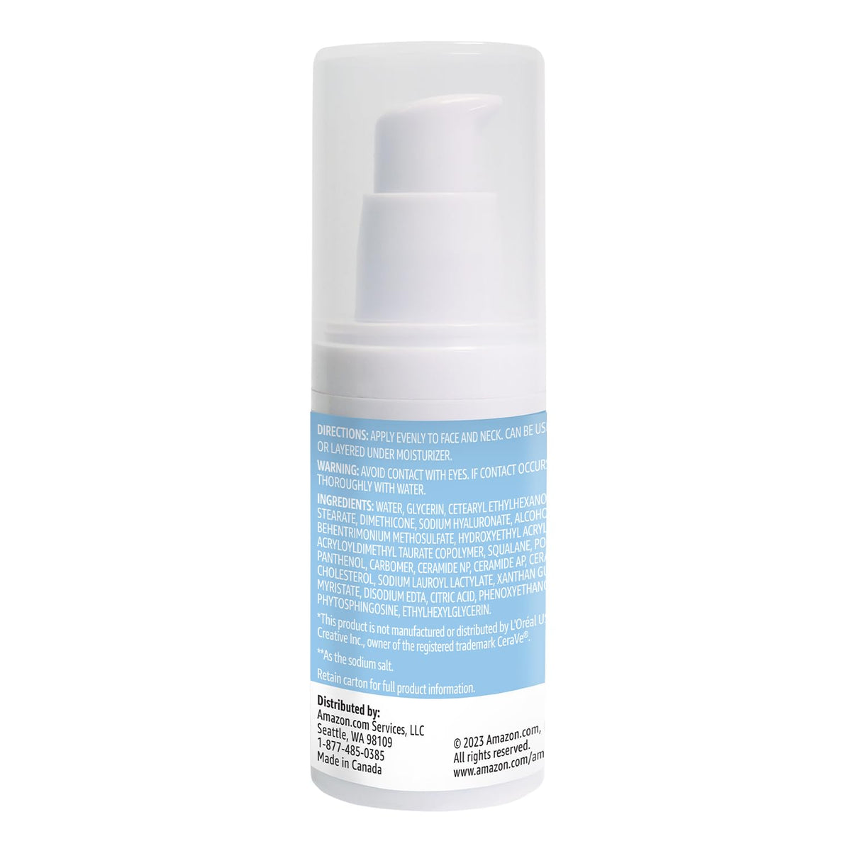 Amazon Basics serum placed on bathroom counter suggesting everyday skincare routine