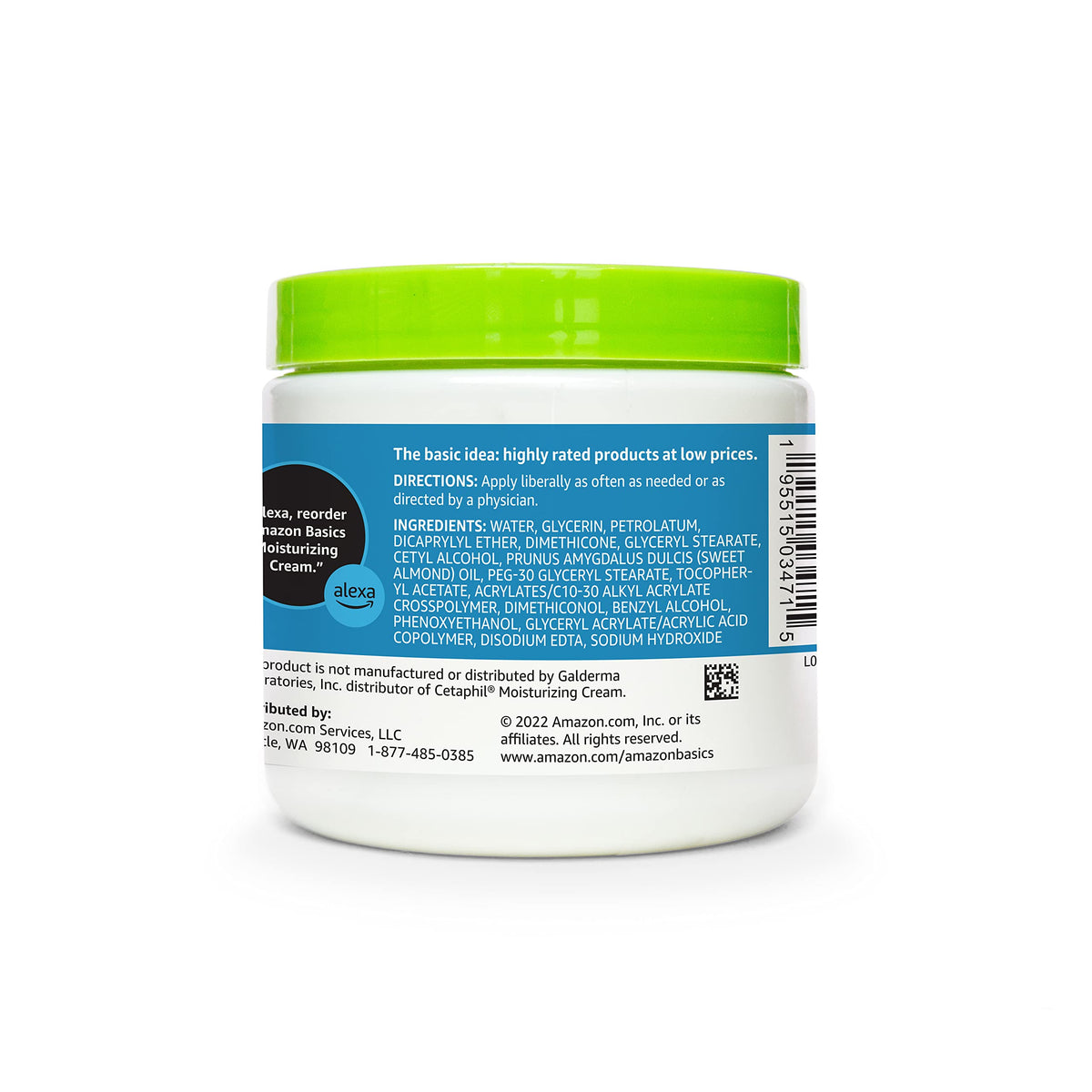 Amazon Basics jar in hand showing scale and value for household use