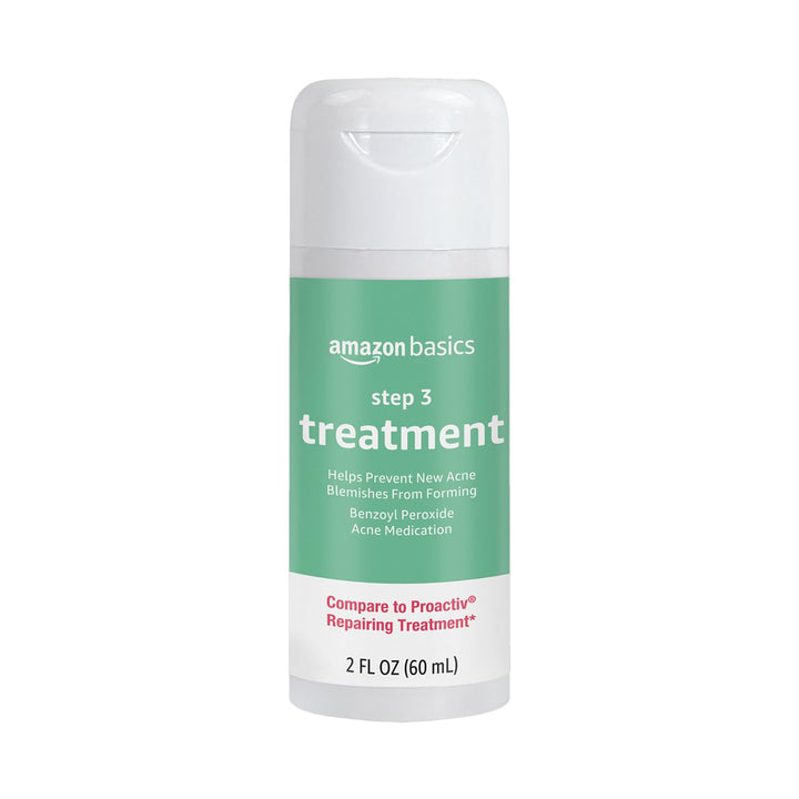 Amazon Basics front packaging showing bottle and label benefit for clear skin