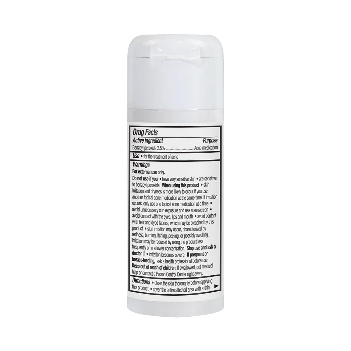 Amazon Basics ingredient label close-up highlighting benzoyl peroxide concentration