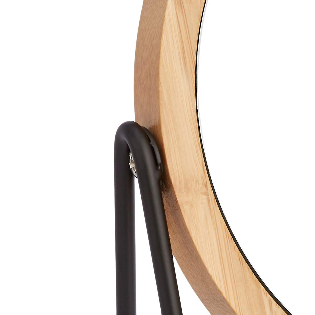 Amazon Basics mirror on bathroom counter showing scale and compact countertop fit