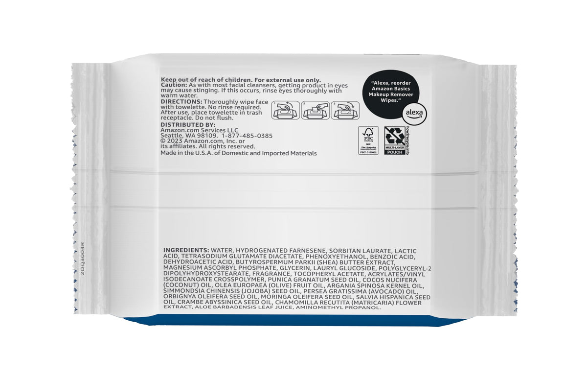 Amazon Basics wipe texture close-up highlighting soft cloth and gentle cleansing