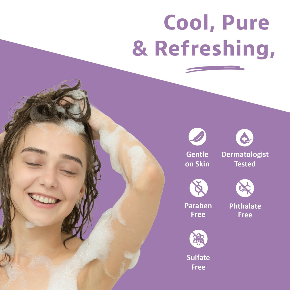 Amazon Essentials shampoo pouring to show smooth texture and gentle lather benefit