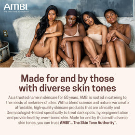 Ambi label close-up highlighting hyaluronic acid and vitamins benefits
