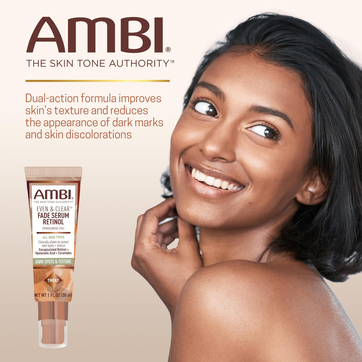 Ambi serum silky texture on palm demonstrating hydration and fast absorption