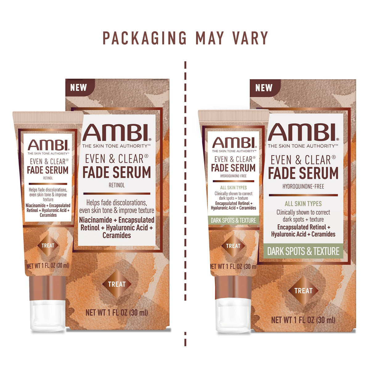 Ambi product label close view listing retinol hyaluronic niacinamide ceramides