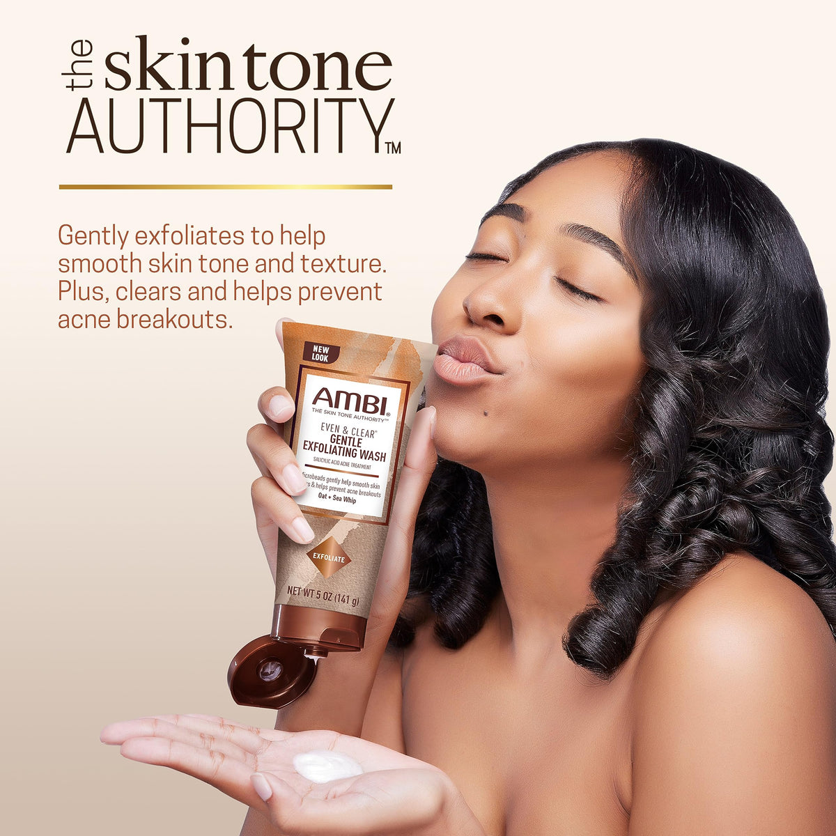 Ambi creamy lather texture demonstrating gentle exfoliation