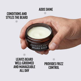 American Crew balm warmed on palms for even application and easy distribution