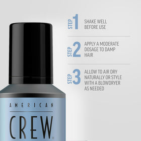 American Crew styling with blowdryer illustrating enhanced volume and shape