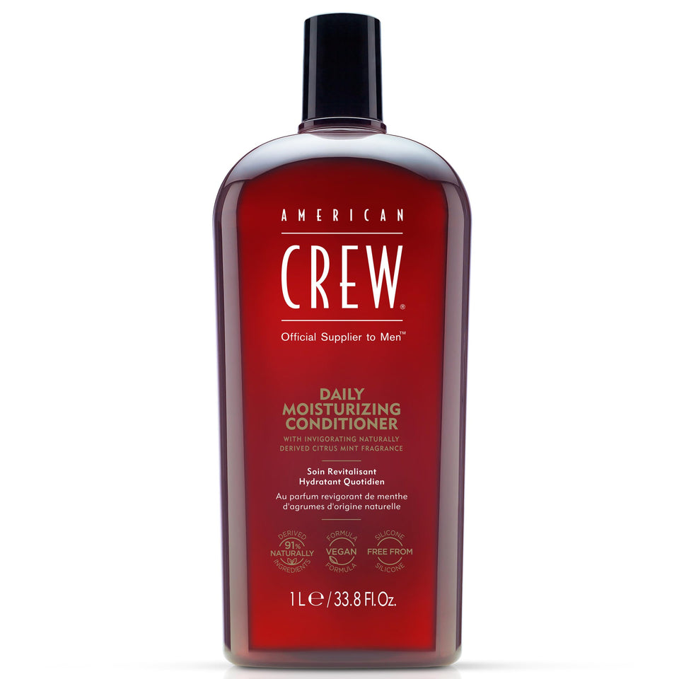 American Crew conditioner front packaging shows label and 33.8 fl oz size benefit