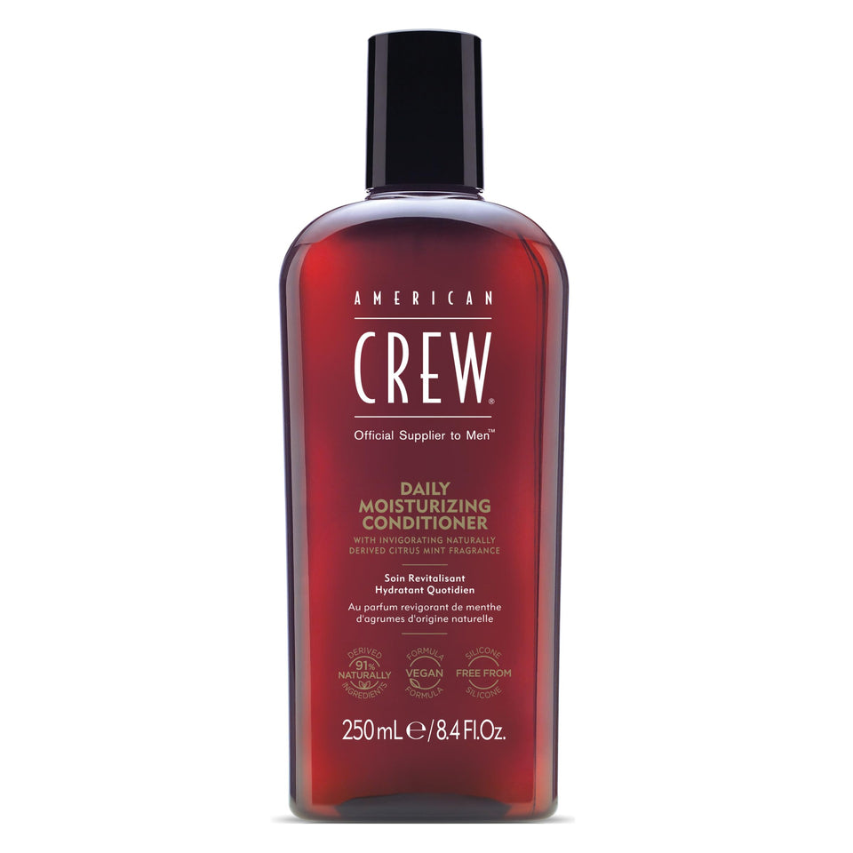 American Crew front packaging showing bottle and label, clear branding and benefit