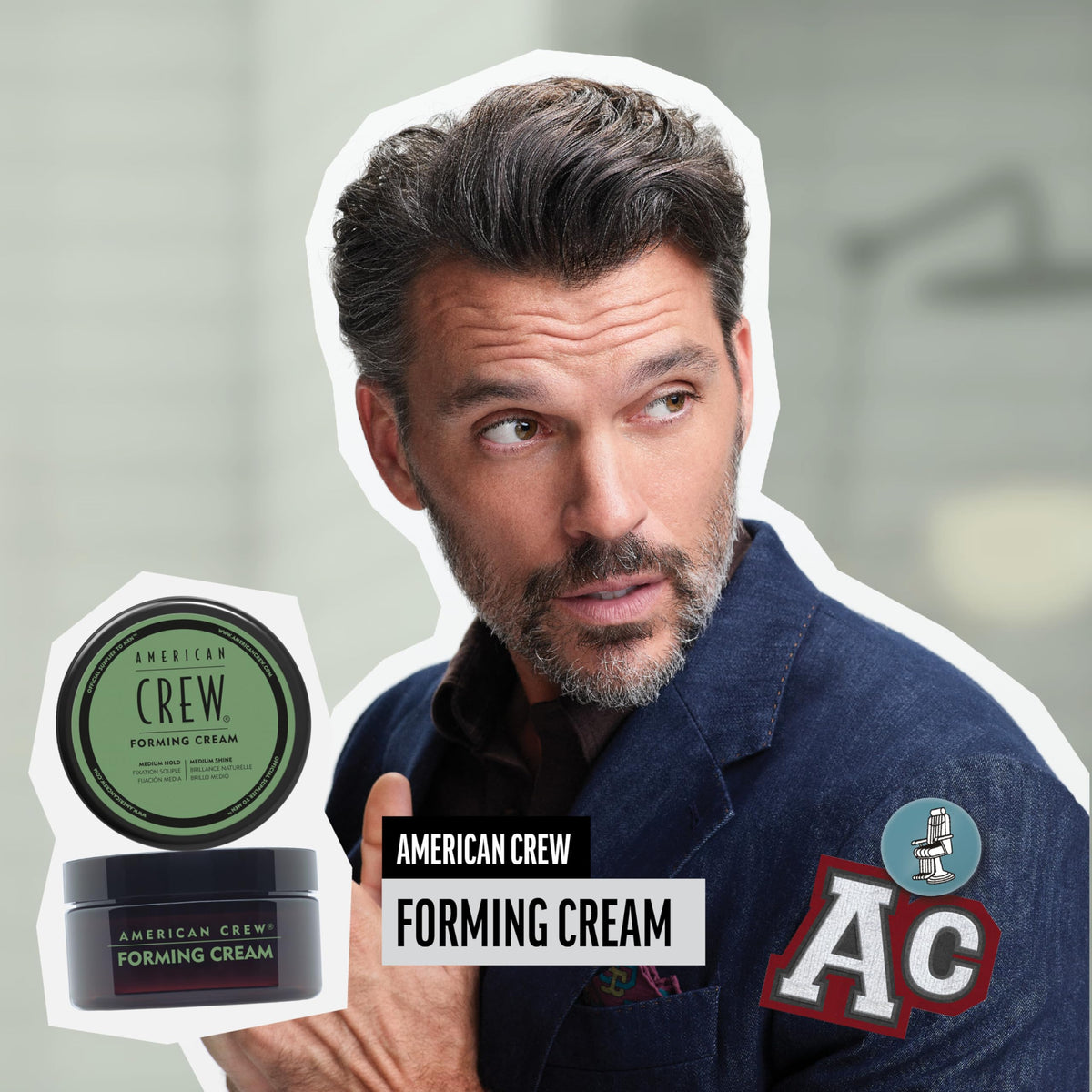 American Crew open tube with cream texture highlighting smooth application benefit