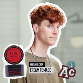 American Crew cream texture close-up highlighting smooth moisturizing benefit