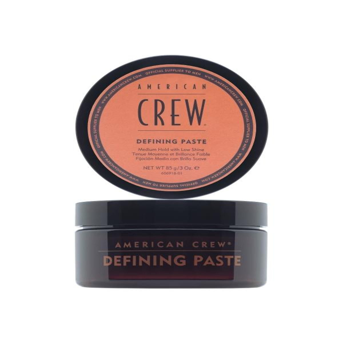 American Crew defining paste jar front view showing label and compact size for portable styling