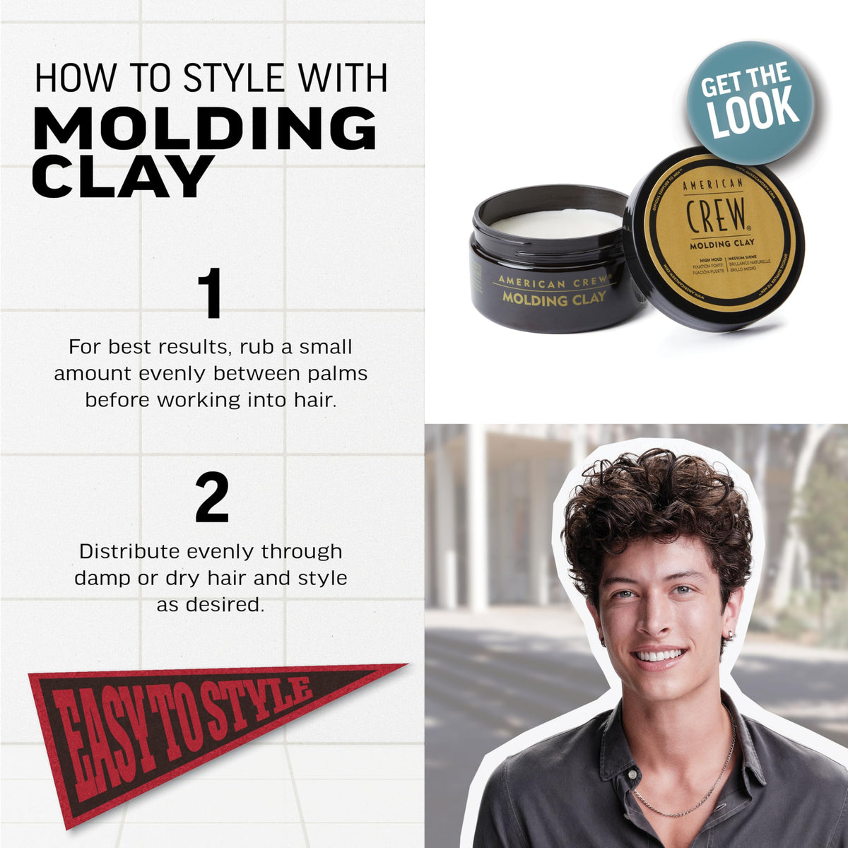 American Crew on dry hair creating separated, tousled texture and natural-looking shine