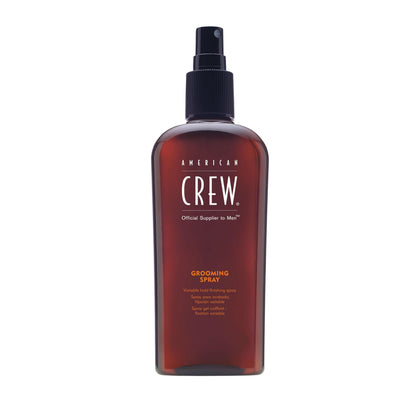 American Crew front view of spray bottle showing sleek packaging and easy grip benefit
