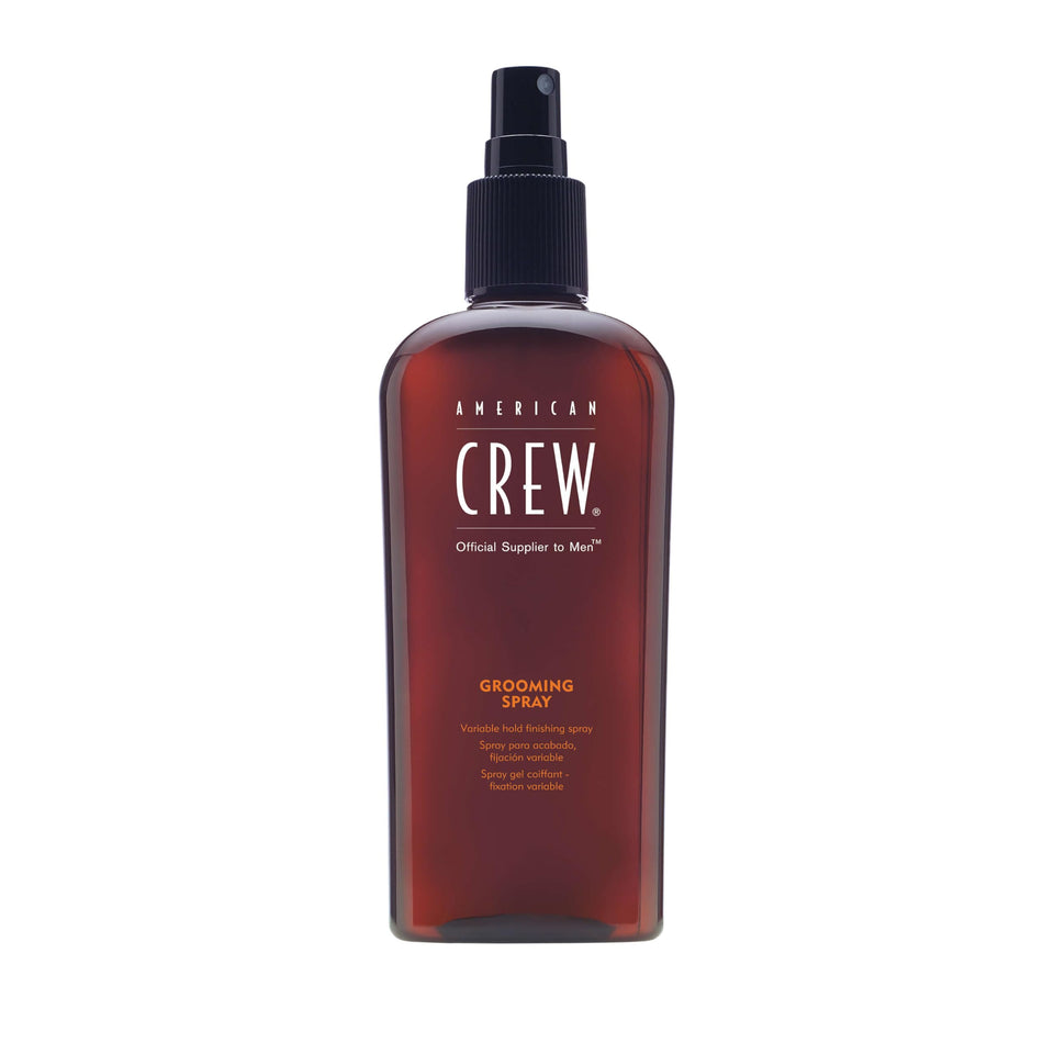 American Crew front view of spray bottle showing sleek packaging and easy grip benefit