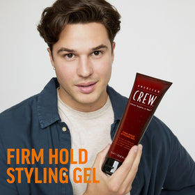 American Crew open cap and gel texture highlighting moisture-rich formula