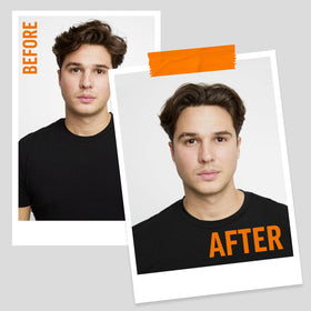 American Crew styled hair close-up showing glossy, frizz-free finish