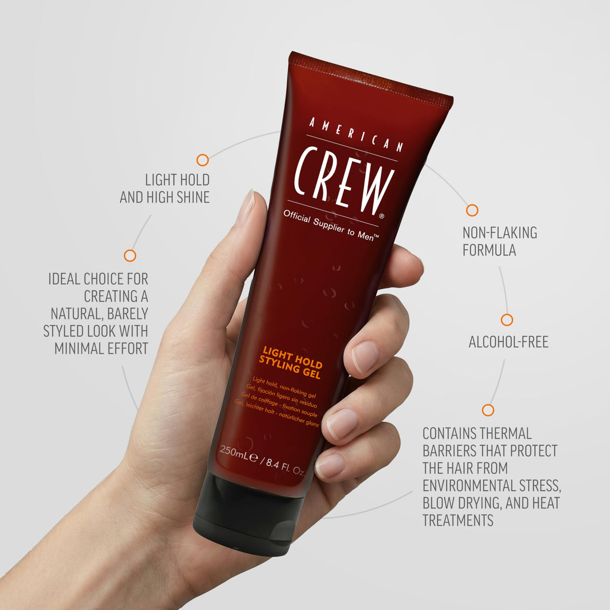 American Crew gel texture close-up, demonstrates lightweight consistency