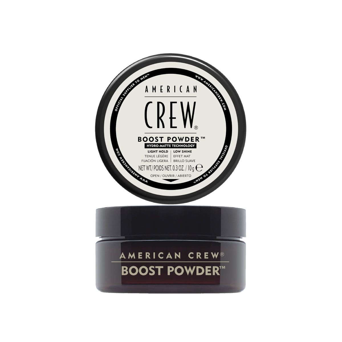 American Crew front packaging showing compact powder and instant root lift benefit