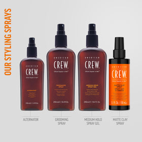 American Crew product label close-up highlighting ingredients and styling benefits