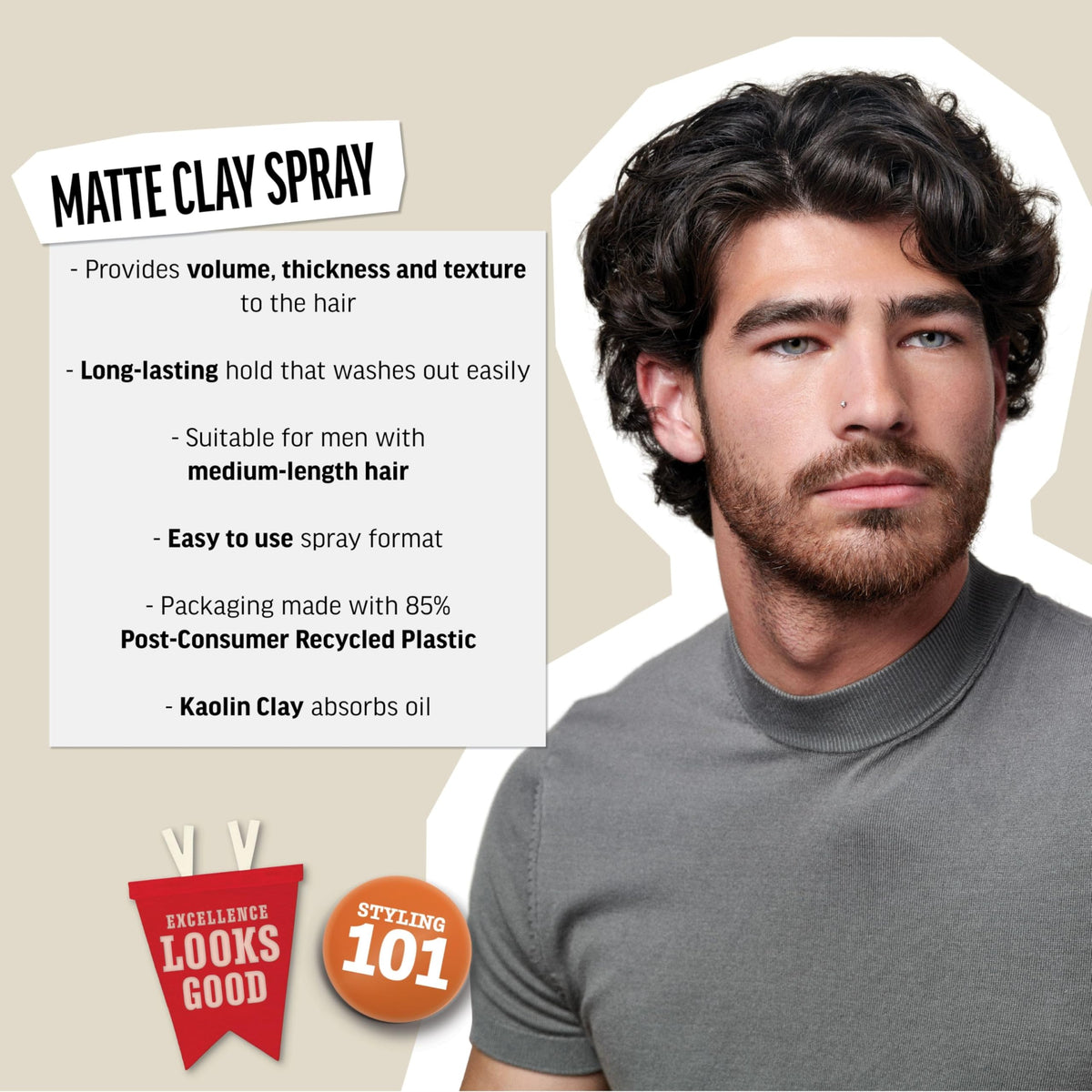AMERICAN CREW close-up of kaolin clay texture highlighting matte effect