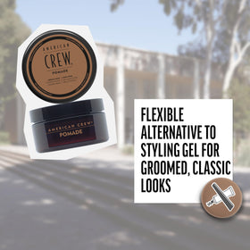 American Crew open tub close-up showing pomade texture and easy application