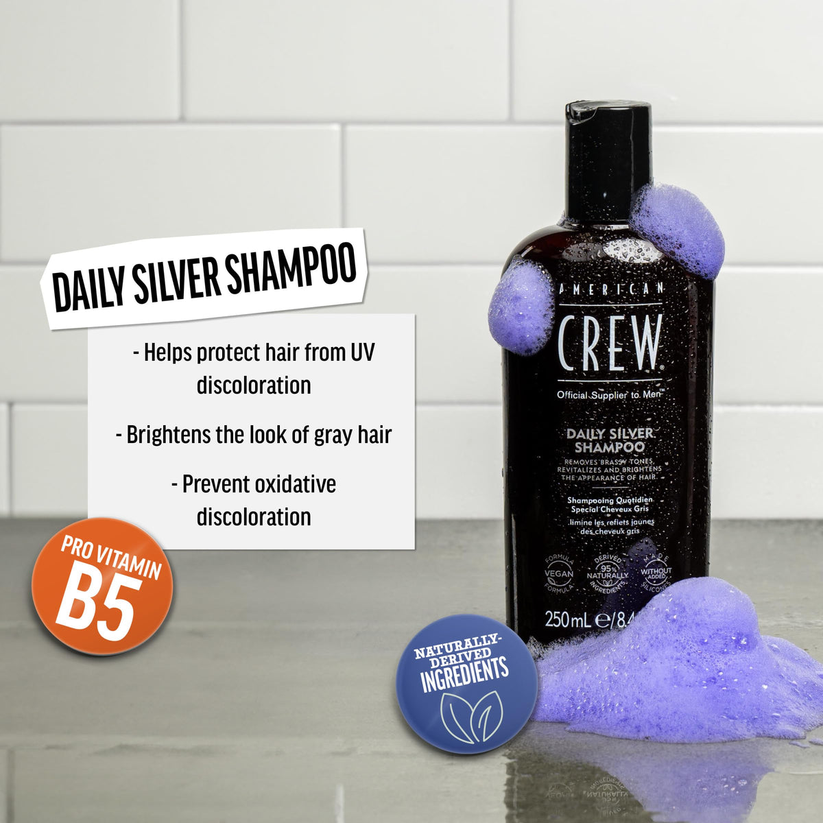 American Crew shampoo texture pouring from bottle illustrating consistency and easy application