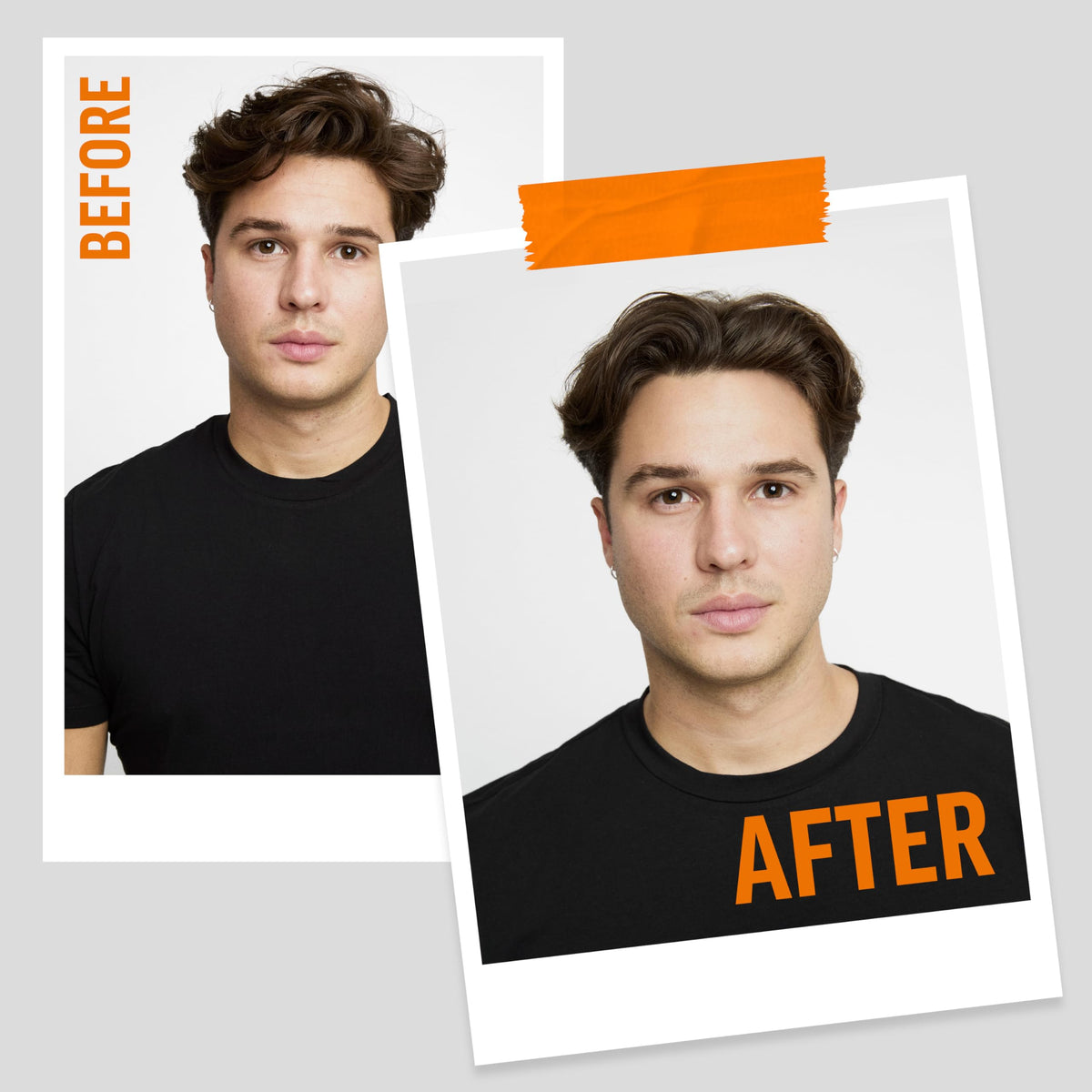 American Crew styled slick-back demonstrating high shine and polished result