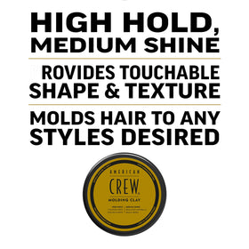 American Crew styled hair before and after using clay, shows improved definition benefit
