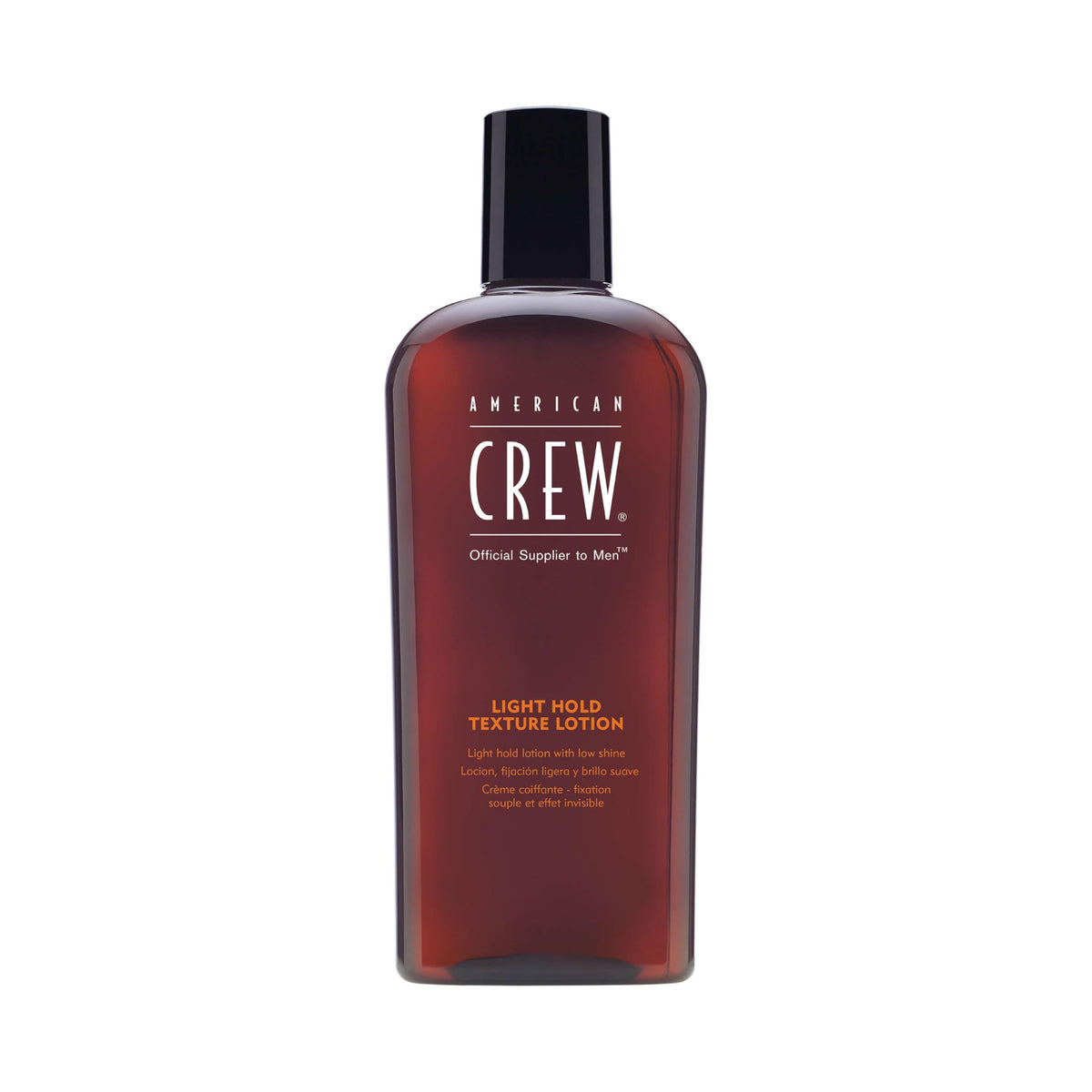 American Crew front packaging showing bottle and label, conveys trustworthy grooming