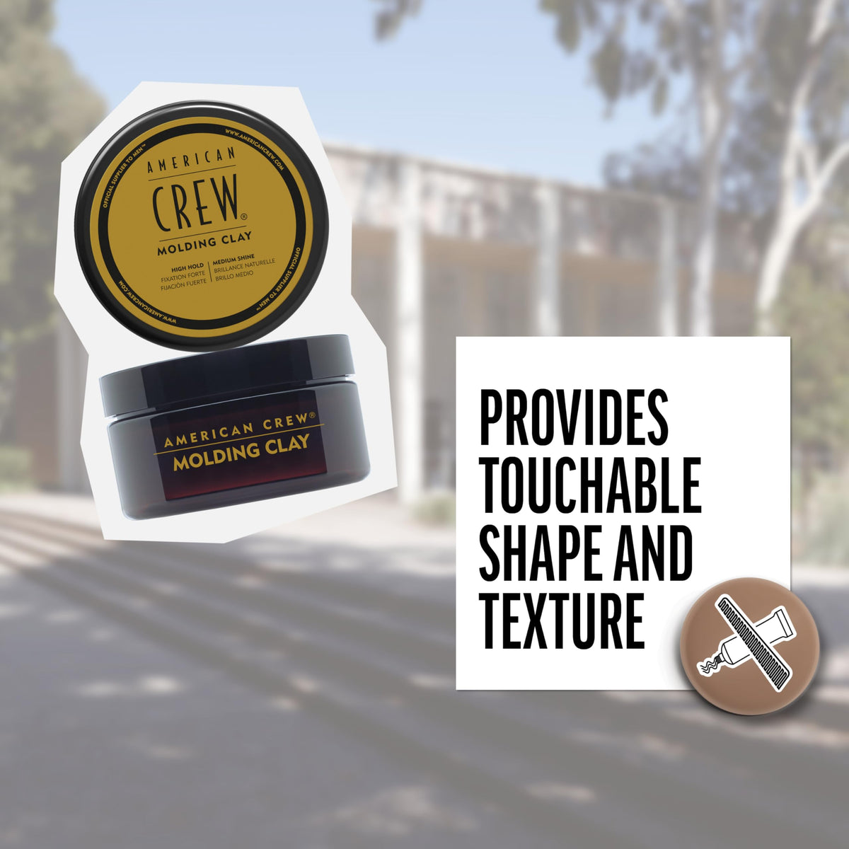 American Crew applied to towel-dried hair showing styling process and long-lasting control