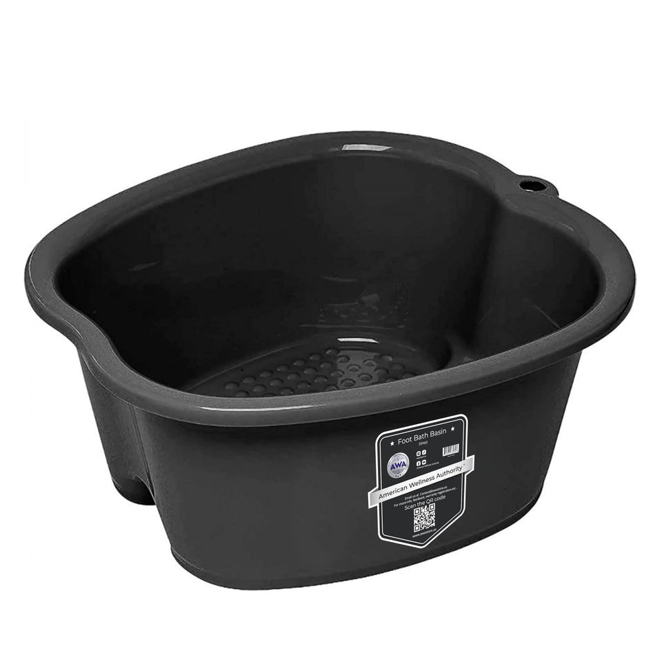 American Wellness Authority front view of grey extra large foot bath basin, stable soak