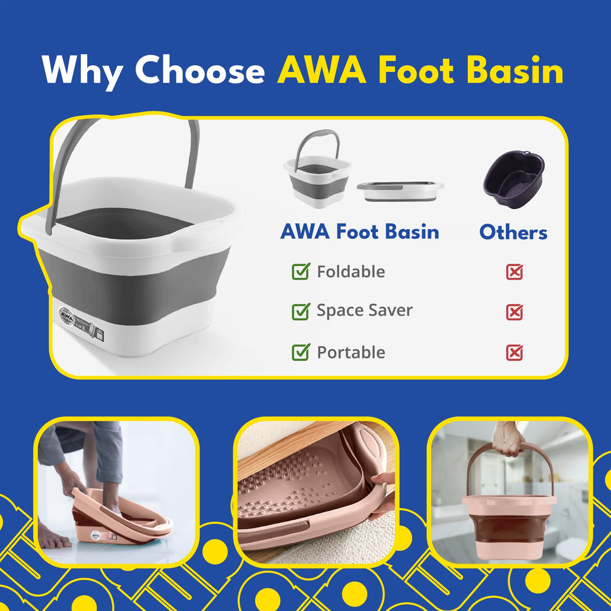 American Wellness Authority foot tub handle and rim detail for stable carrying and pouring