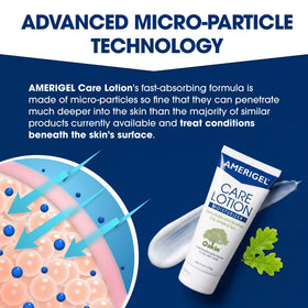 AMERIGEL lotion texture close-up demonstrating fast-absorbing, non-greasy formula
