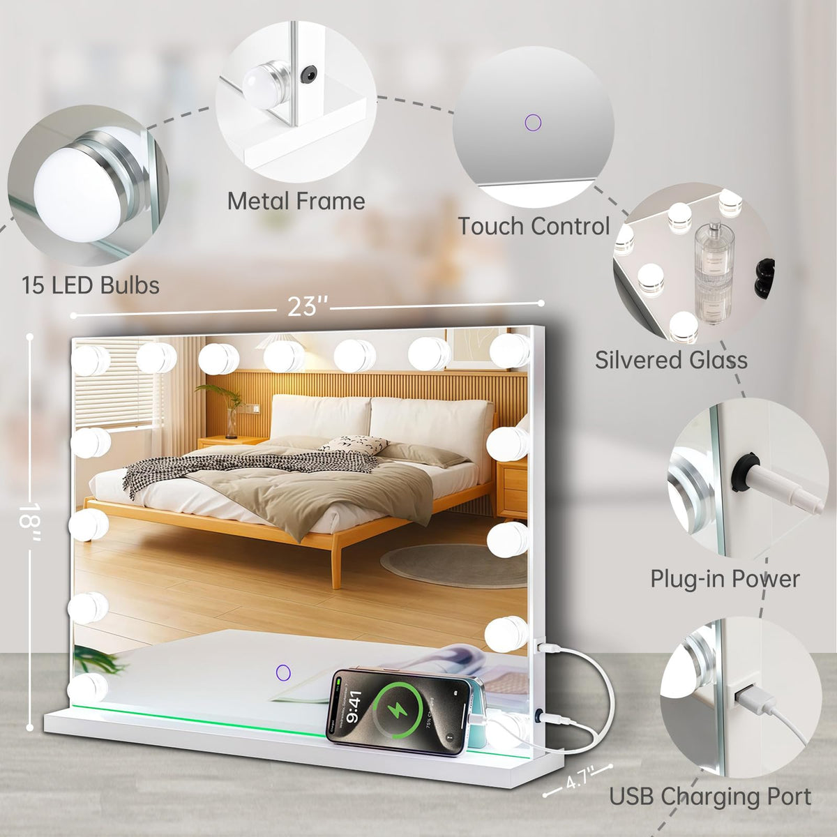 Amifiy USB port and touch controls view showing convenient device charging