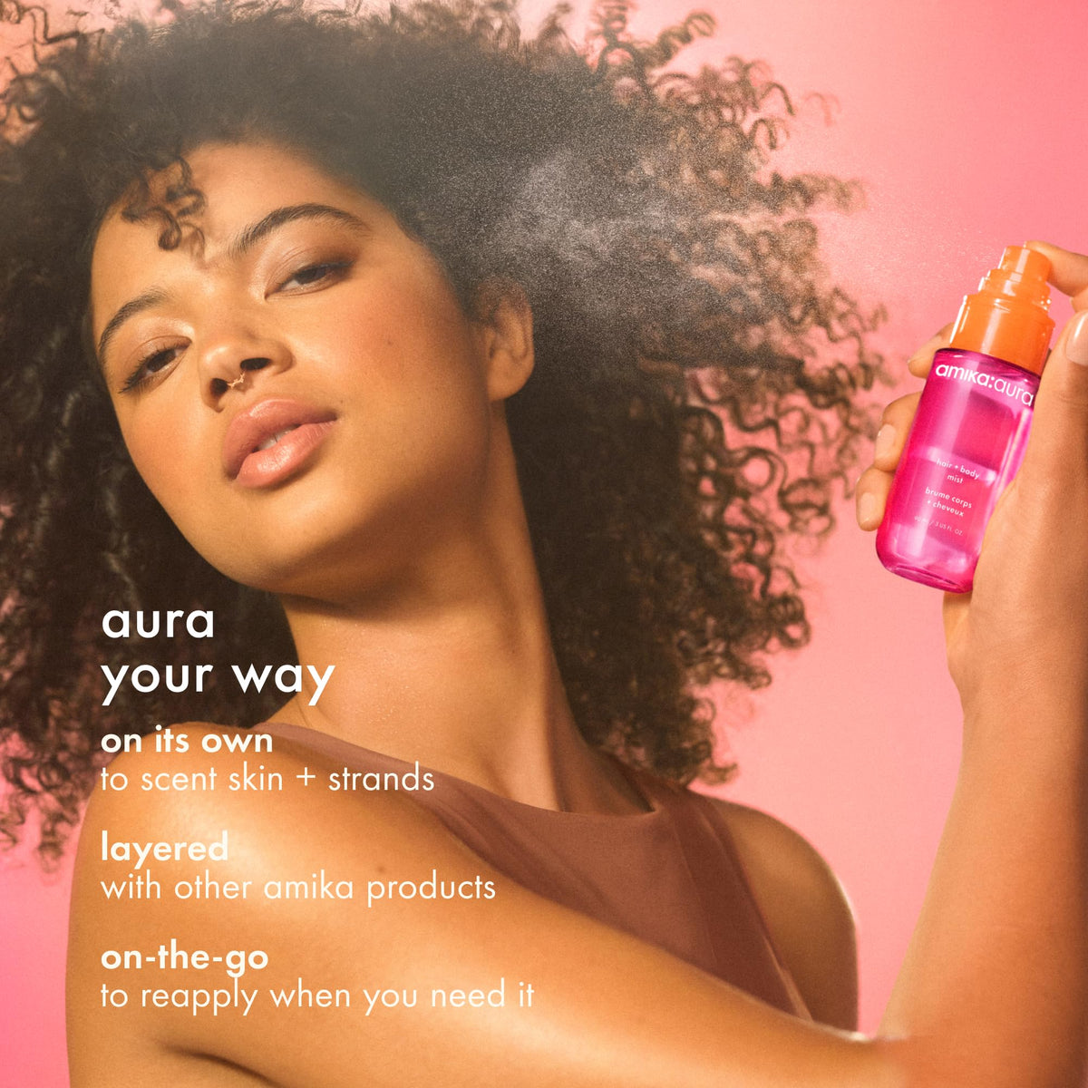 amika aura applied to wrist pulse point for subtle, long-lasting scent