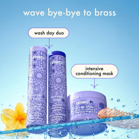 amika before and after tone brightening on blonde hair illustrating brass reduction benefit
